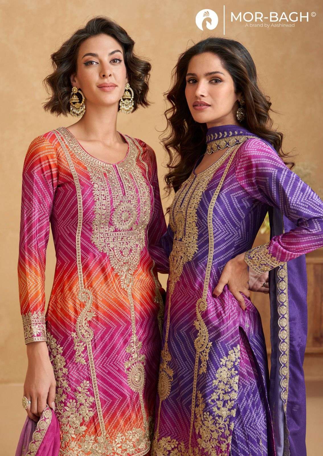 AASHIRWAD CREATION RIA SERIES 10288 TO 10289 PREMIUM CHINNON SILK SUIT IN WHOLESALE SURAT