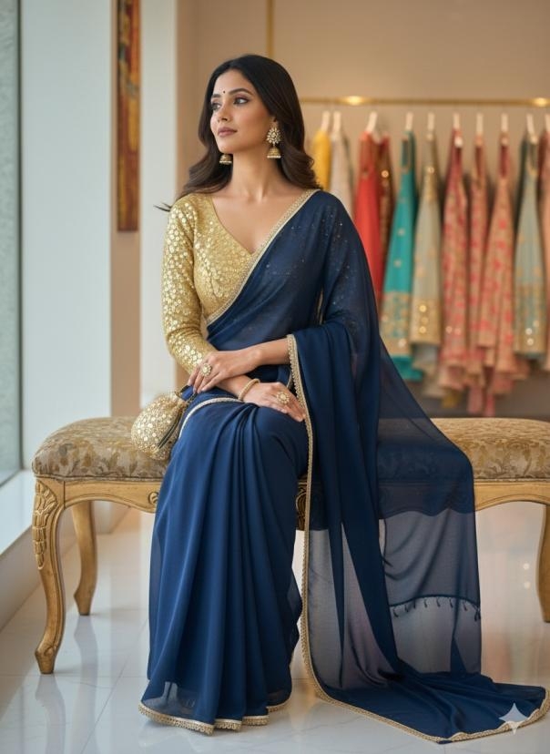 aawiya pc 13 morpeach elegance star georgette saree in wholesale surat