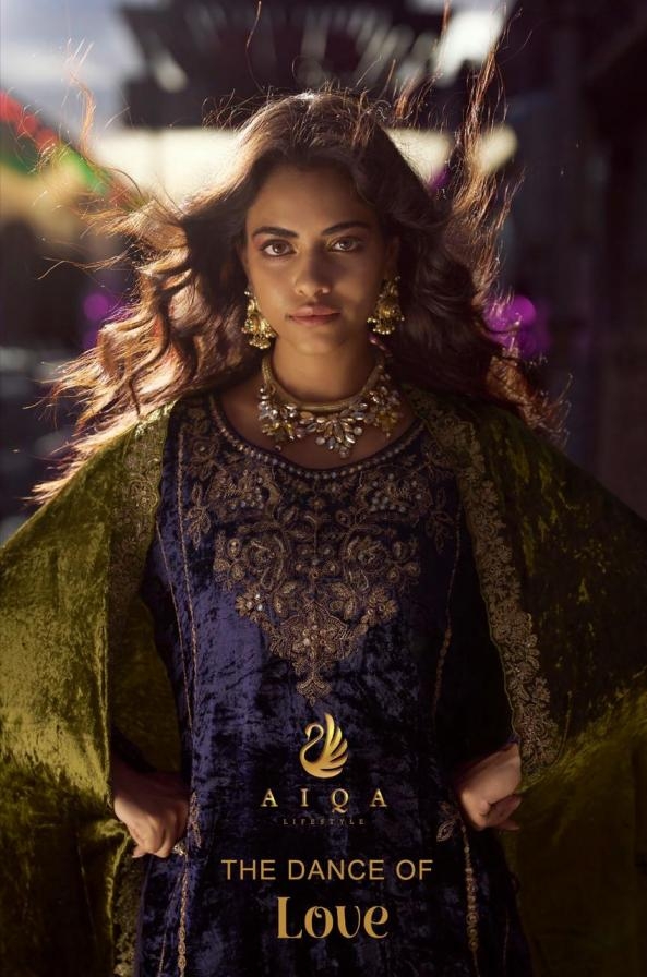 aiqa lifestyle the dance of love series 2301 to 2306 viscose velvet fancy salwar kameez in wholesale surat