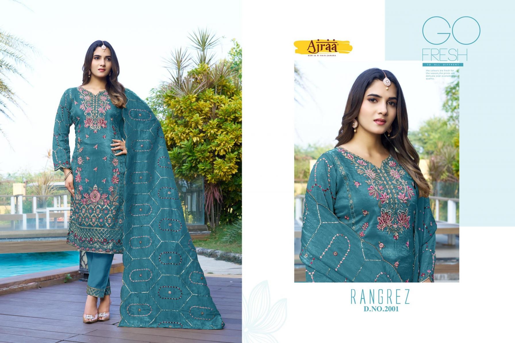 ajraa launch rangrez series 2001 to 2004 fandy silk readymade amazing suit in wholesale surat