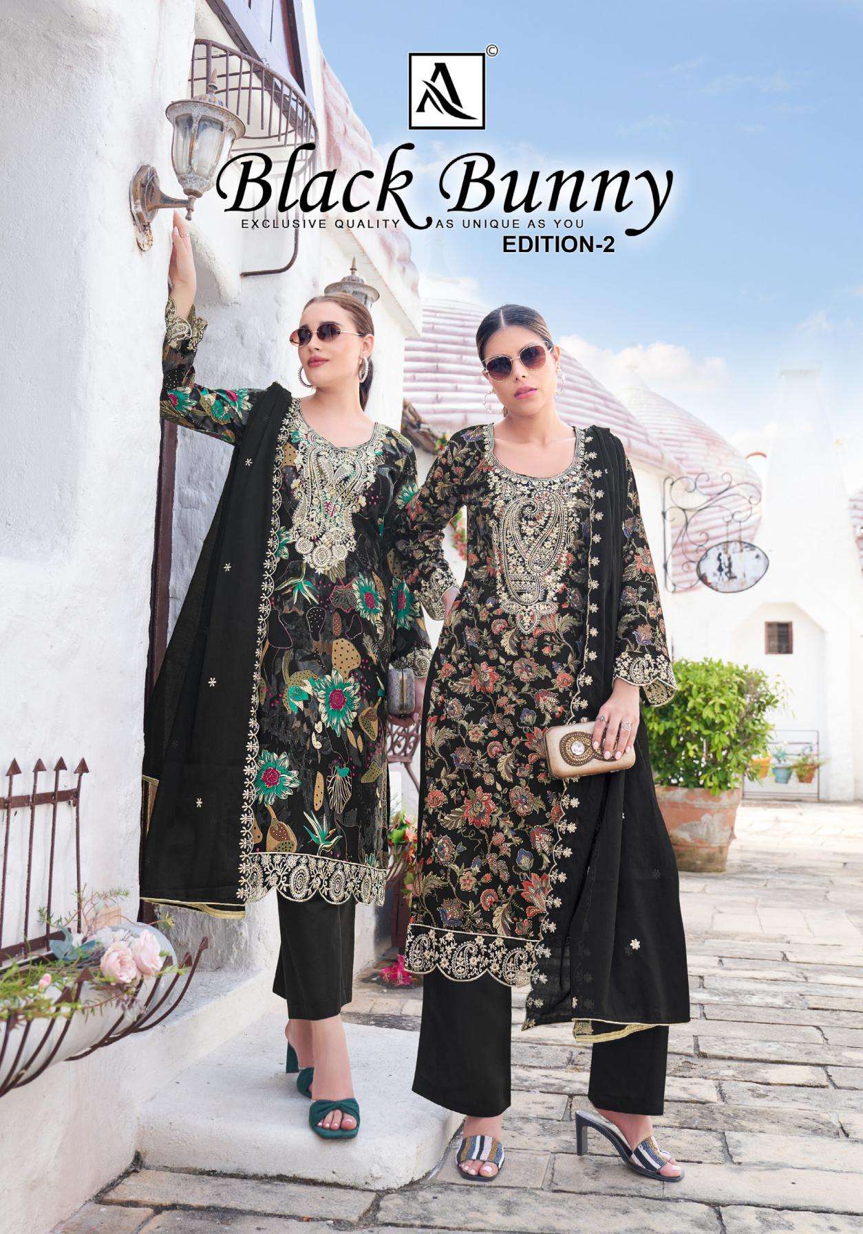 alok launch black bunny vol 2 series 207688701 to 207688706 viscose rayon pakistani salwar kameez in wholesale surat
