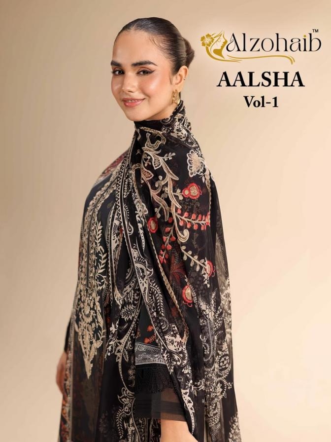 alzohaib aalsha vol 1 series 1346 A to 1349 B pretty look cotton pakistani salwar kameez in wholesale surat