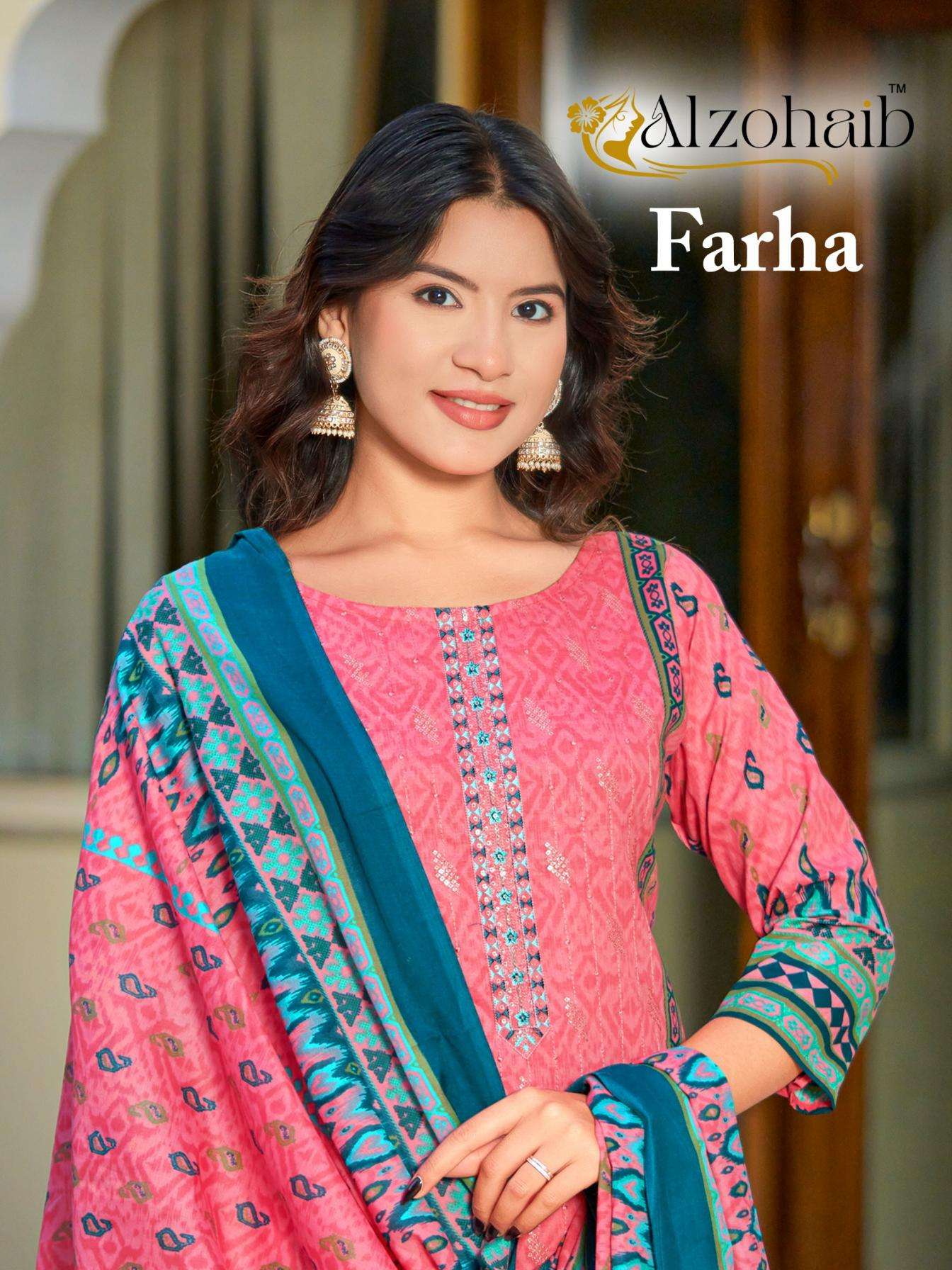 alzohaib farha series 1374 to 1377 cotton modern pakistani salwar kameez in wholesale surat
