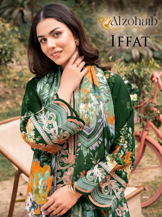 alzohaib iffat series 1345 A 1365 B cotton pretty look pakistani suit in wholesale suart