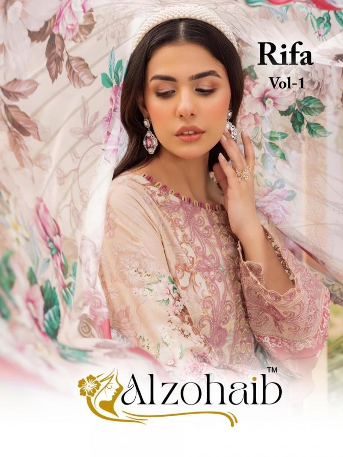 alzohaib rifa vo 1 series 1354 A to 1360 B cotton modern pakistani salwar kameez in wholesale surat