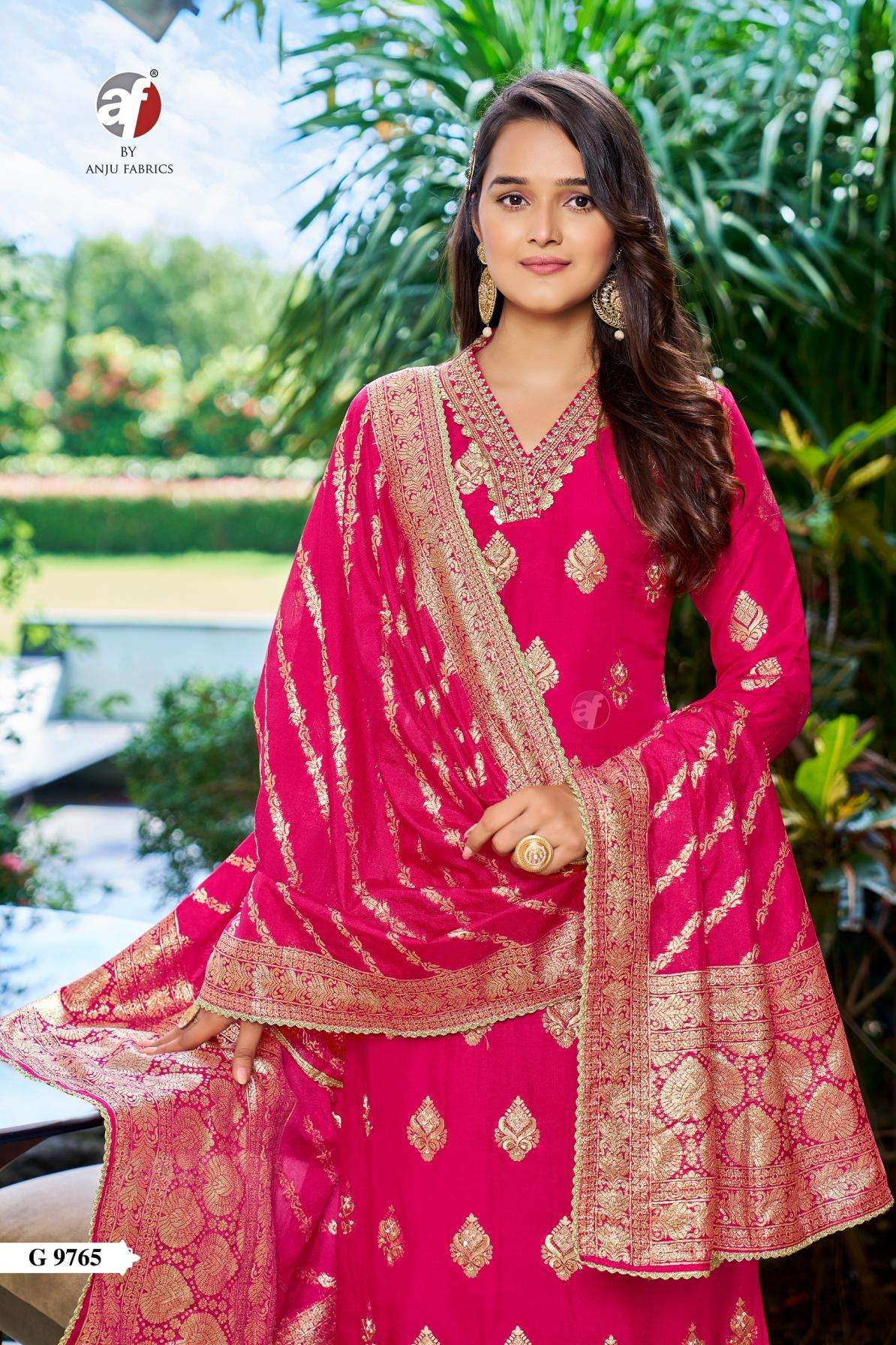 anju fab g 9765-9766 readymade unique dola silk combo suit in wholesale surat