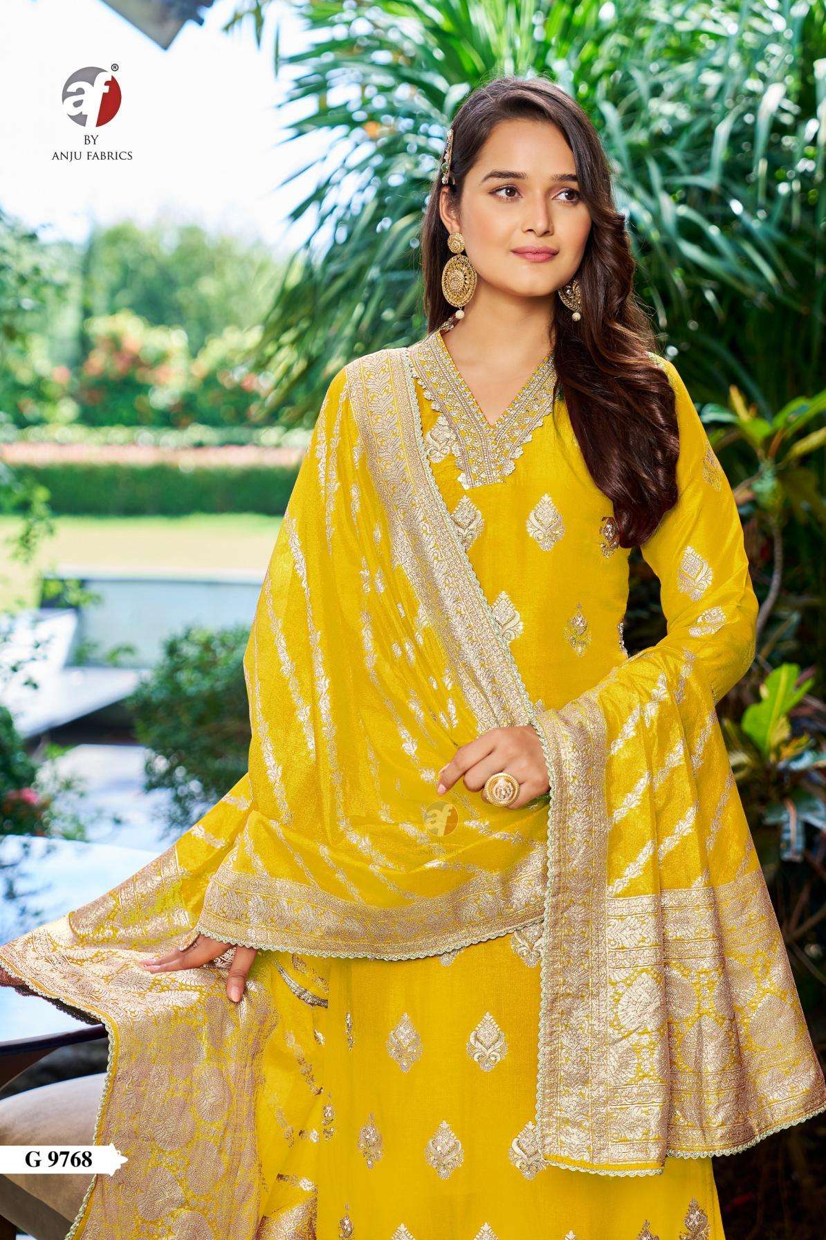 anju fab g 9768 dola silk fully stitch premium combo suit in wholesale surat