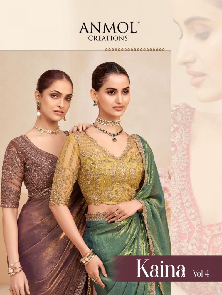 anmol creation kaina vol 4 series 2301 to 2315 georgette two tone shimmer party wear designer work sarees in wholesale surat