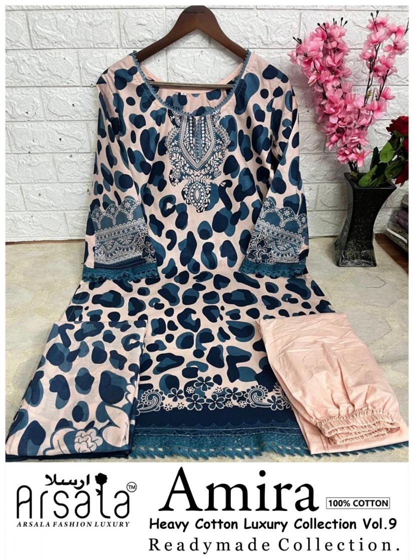 arsala fashion laxury amira vol 9 cotton pakistani readymade suits in wholesale surat