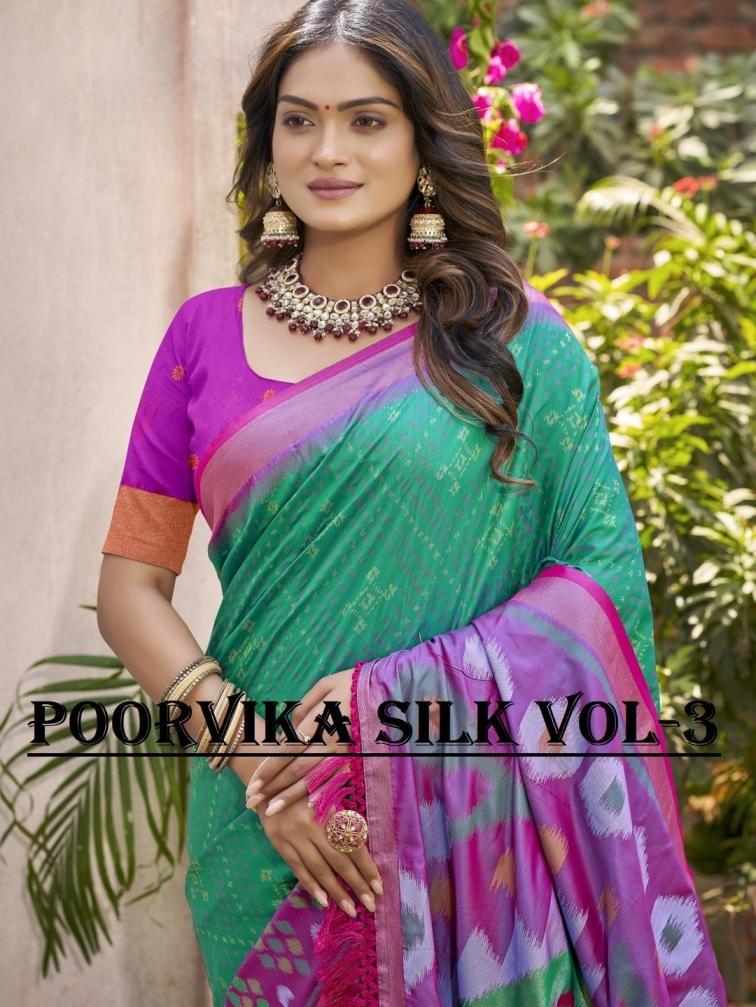 astita poorivika silk vol 3 series 1001 to 1008 pochampalli silk trendy sarees in wholesale surat