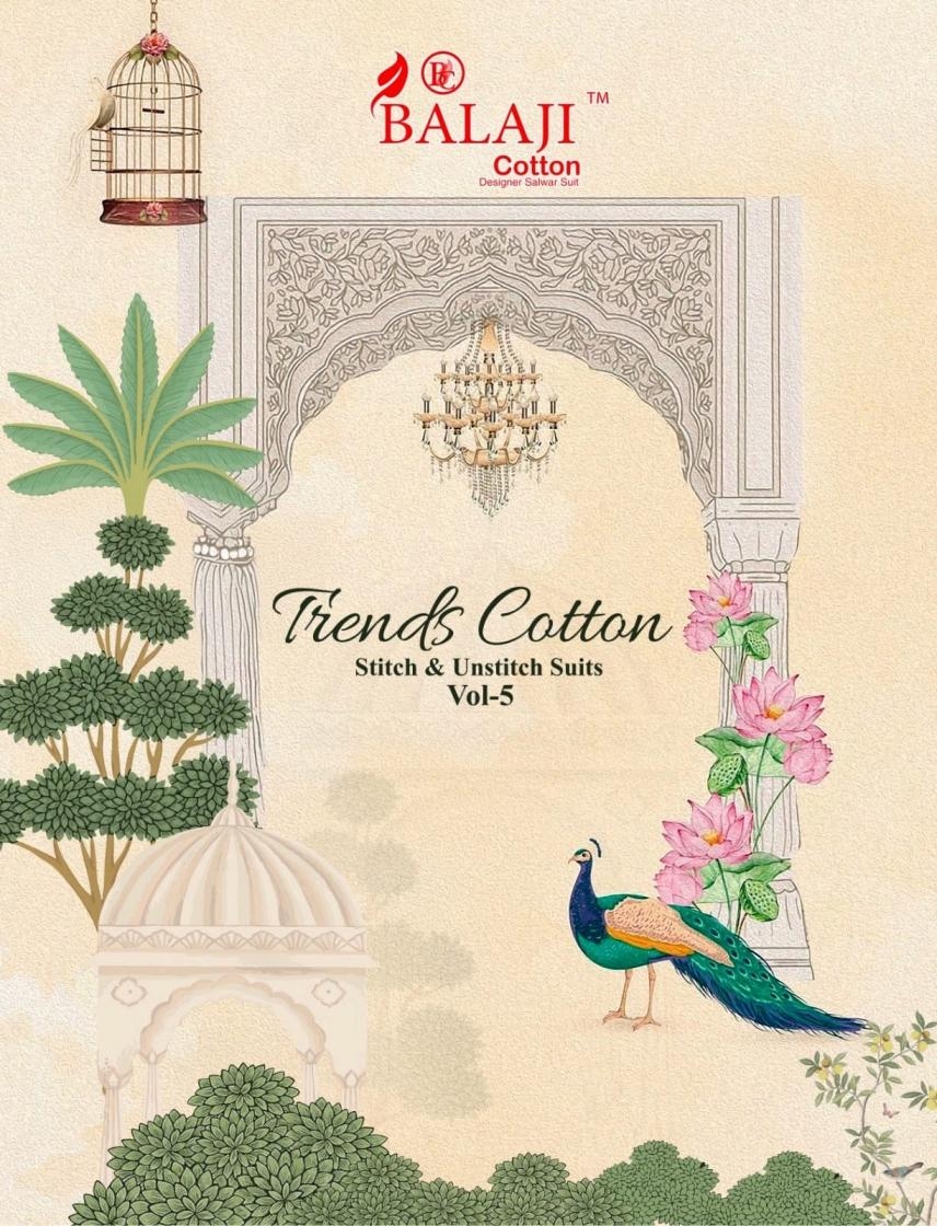 balaji trends cotton vol 5 series 5001 to 5012 gram pali pretty look suit in wholesale surat