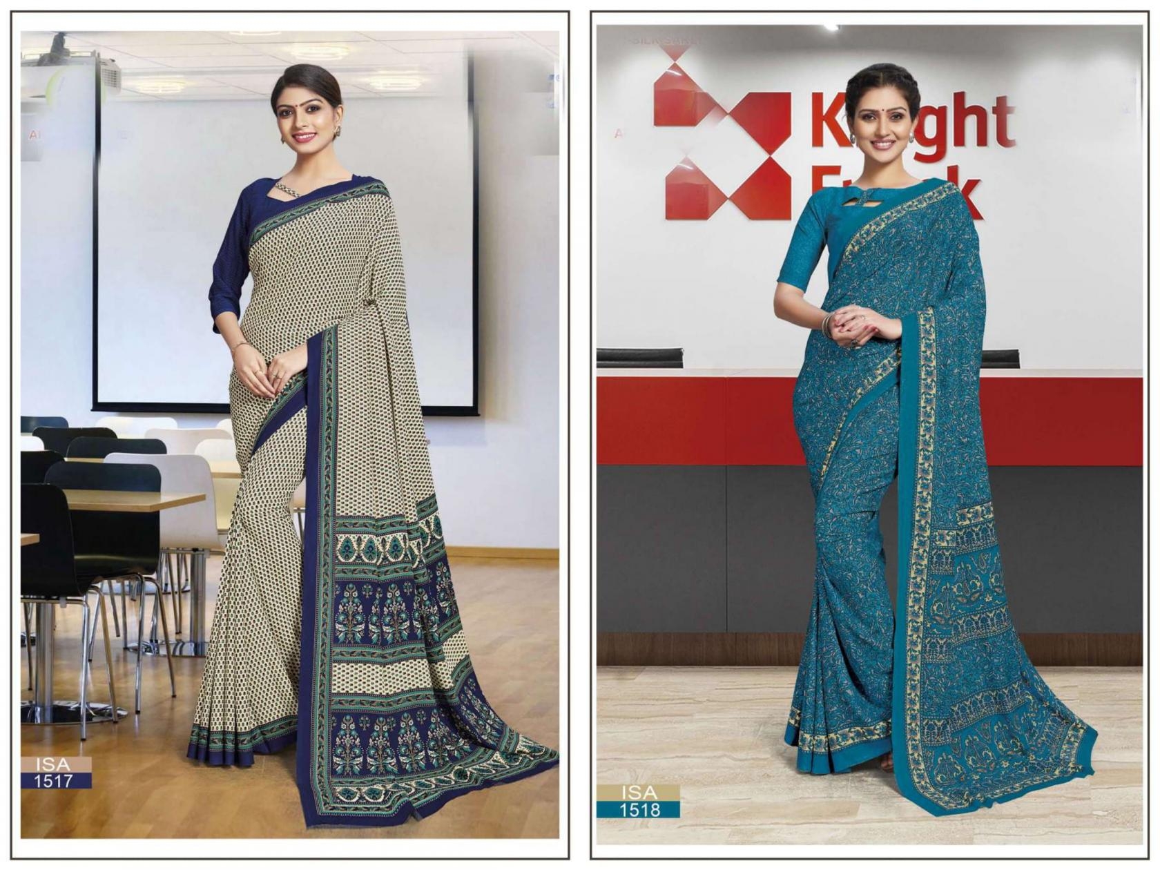 bansi isa series 1501 to 126 hit design crape uniform sarees in wholesale surat