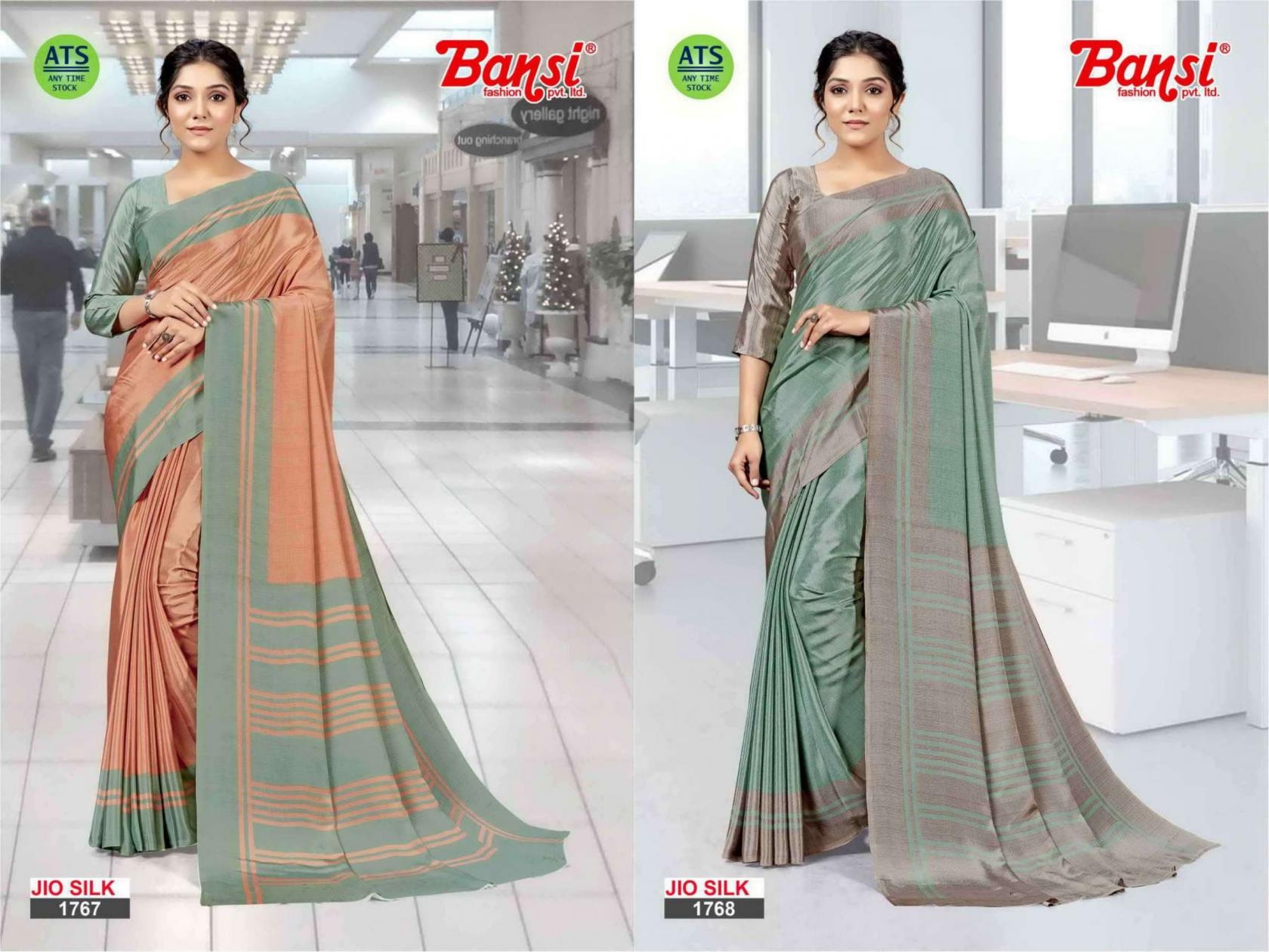 bansi jio silk series 1734 to 1777 turkey fancy uniform saree in wholesale surat