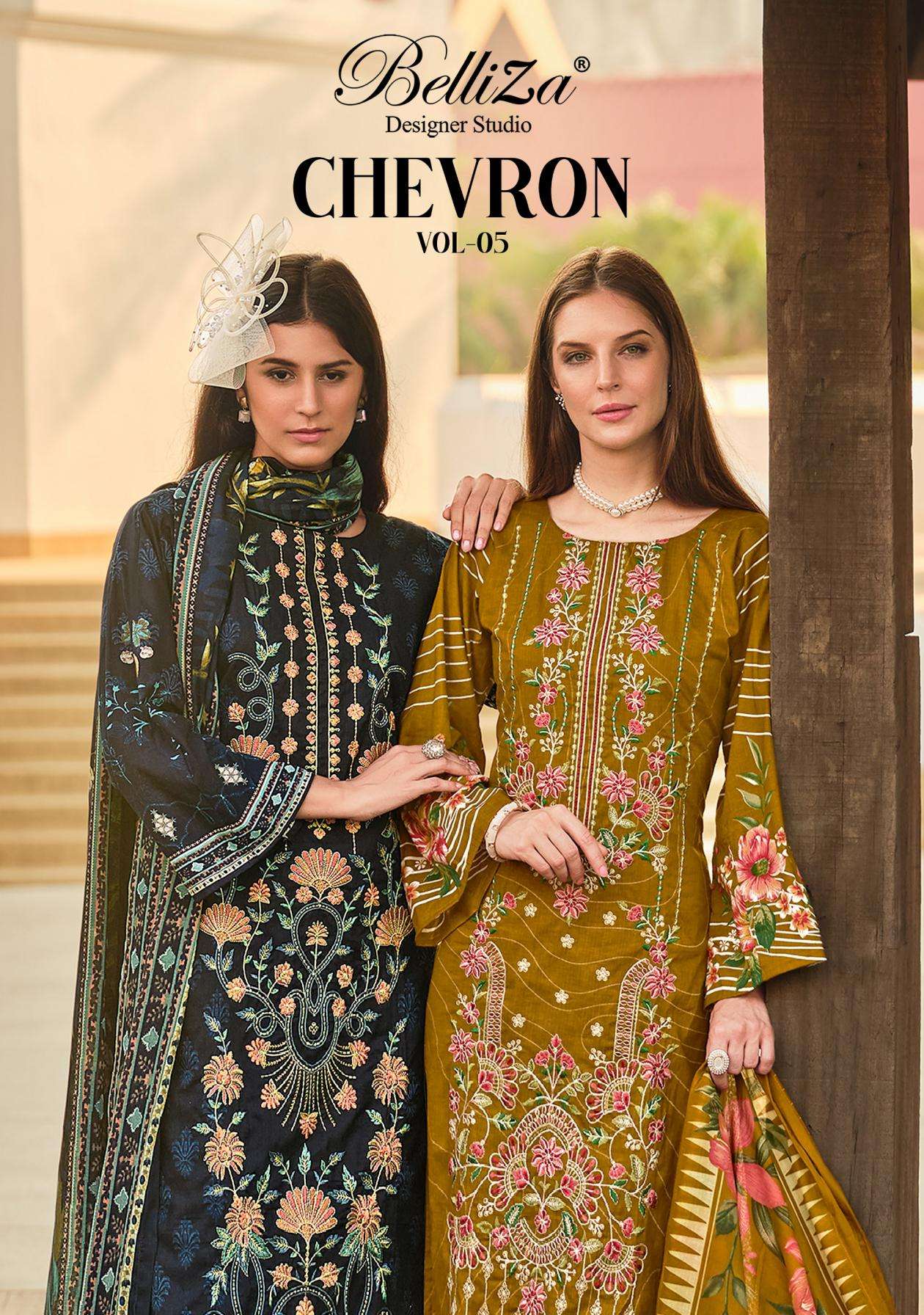 belliza designer chevron vol 5 series 884001 to 884006 cotton readymade pakistani suits in wholesale surat