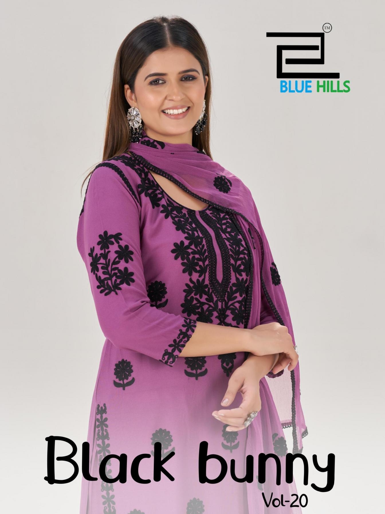 blue hills black bunny vol 20 series 2001 to 2004 rayon readymade unique plazzo suit in wholesale surat