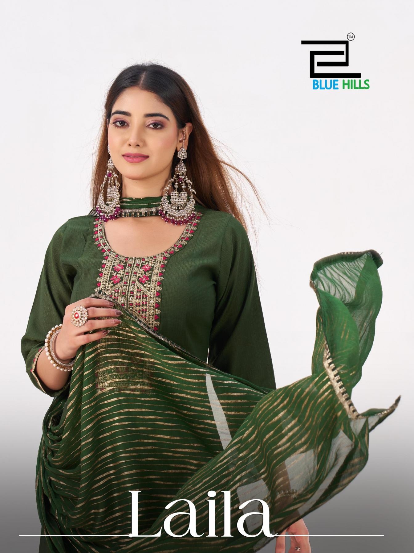 blue hills laila series 1001 to 1006 berlin silk fully stitch big size modern suit in wholesale surat