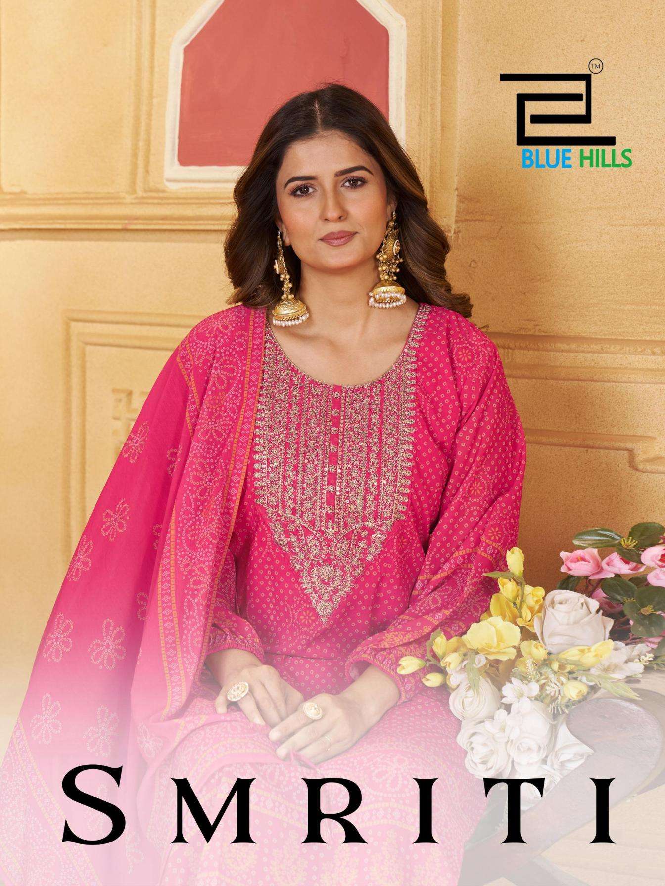 blue hills launch smriti series 5014 to 5017 readymade chiffon pretty look big size suits in wholesale surat