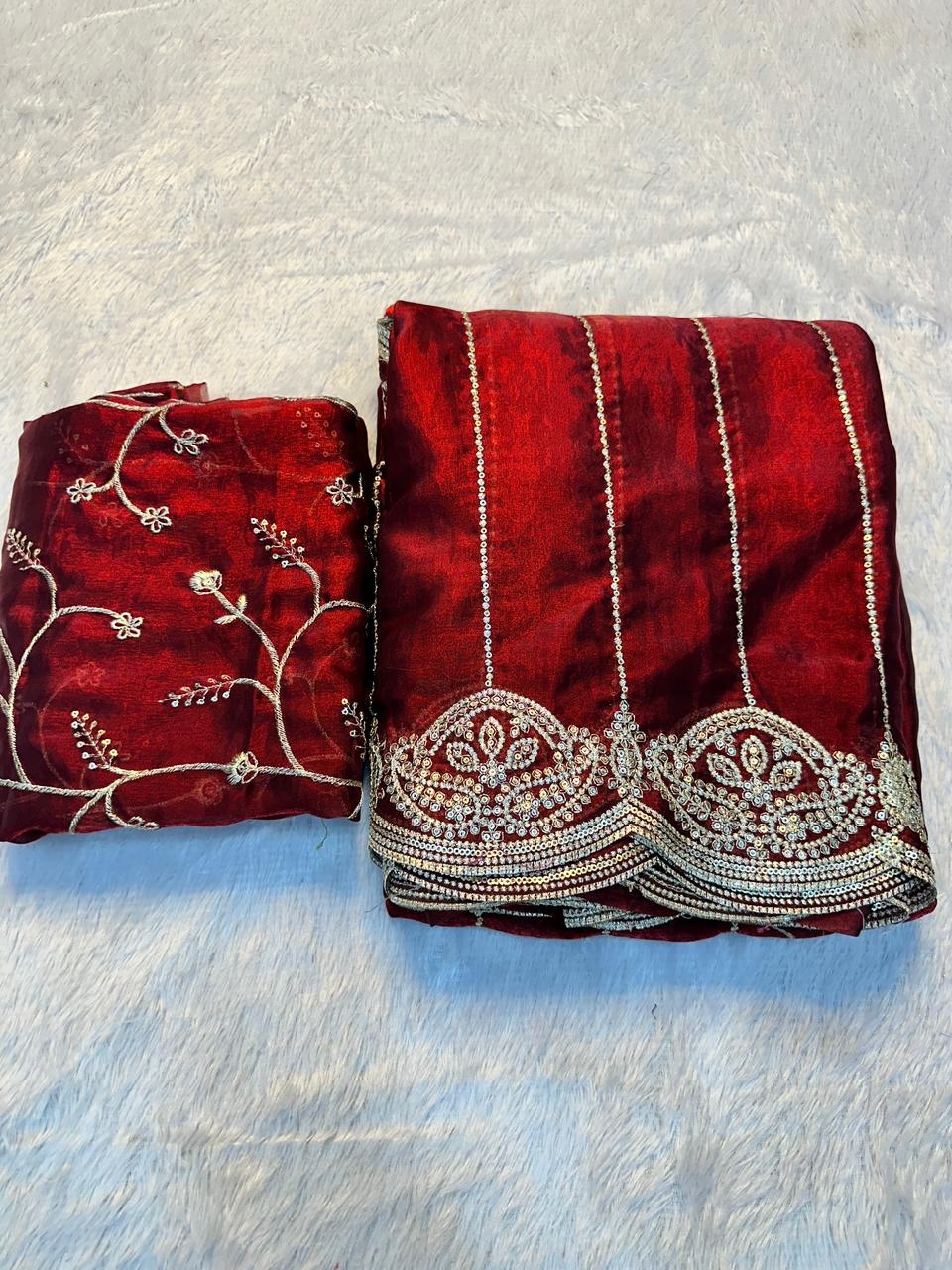 bt 57 arpita fendy satin multi sequence embroidery work saree in wholesale surat