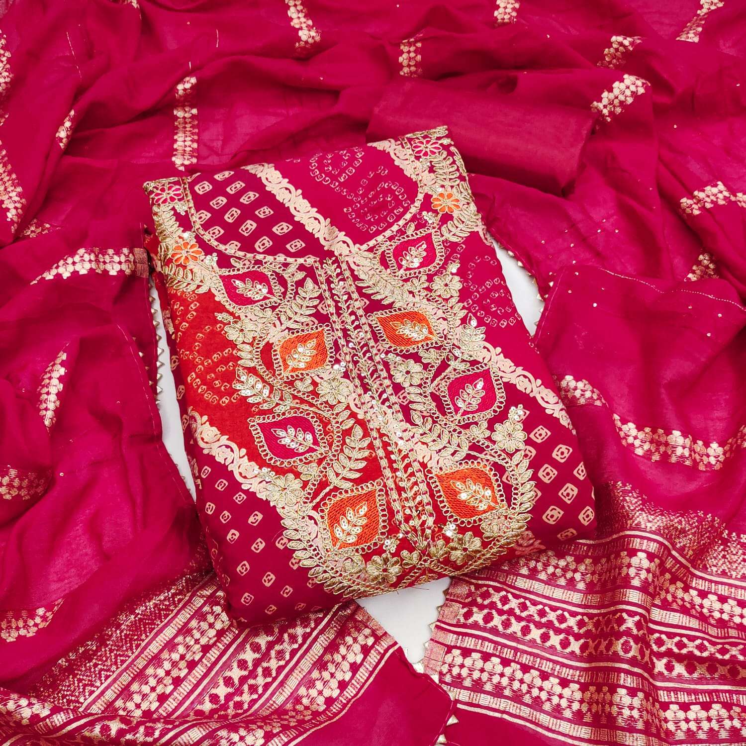 bt-57 PV CHANDERI PRINT KODDING SQUANCE WORK SALWAR KAMEEZ IN WHOLESALE SURAT