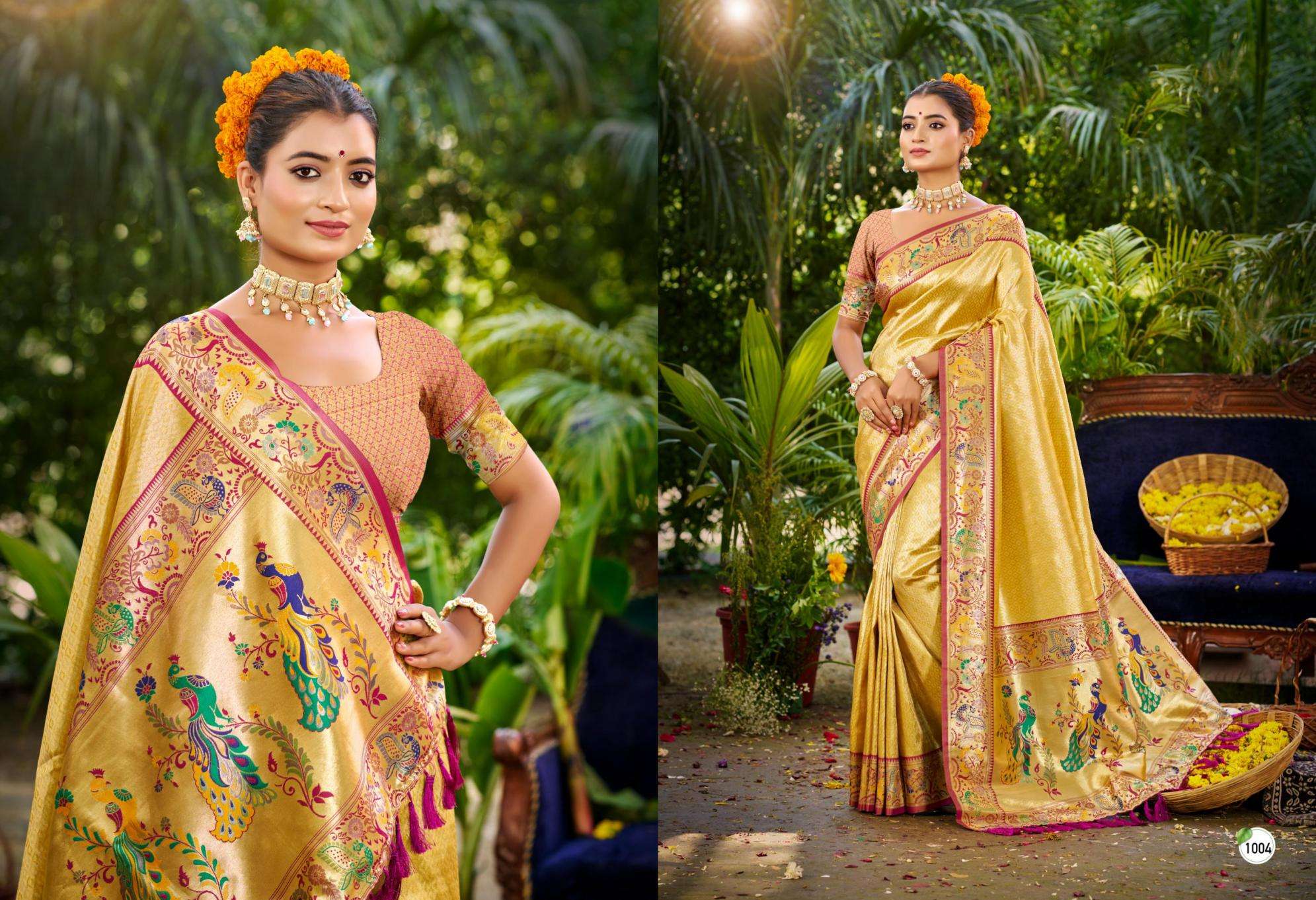 Bunawat Kanchan Silk series 1001 to 1006 Sangam Prints SILK Woven Work Traditional Saree in wholesale surat