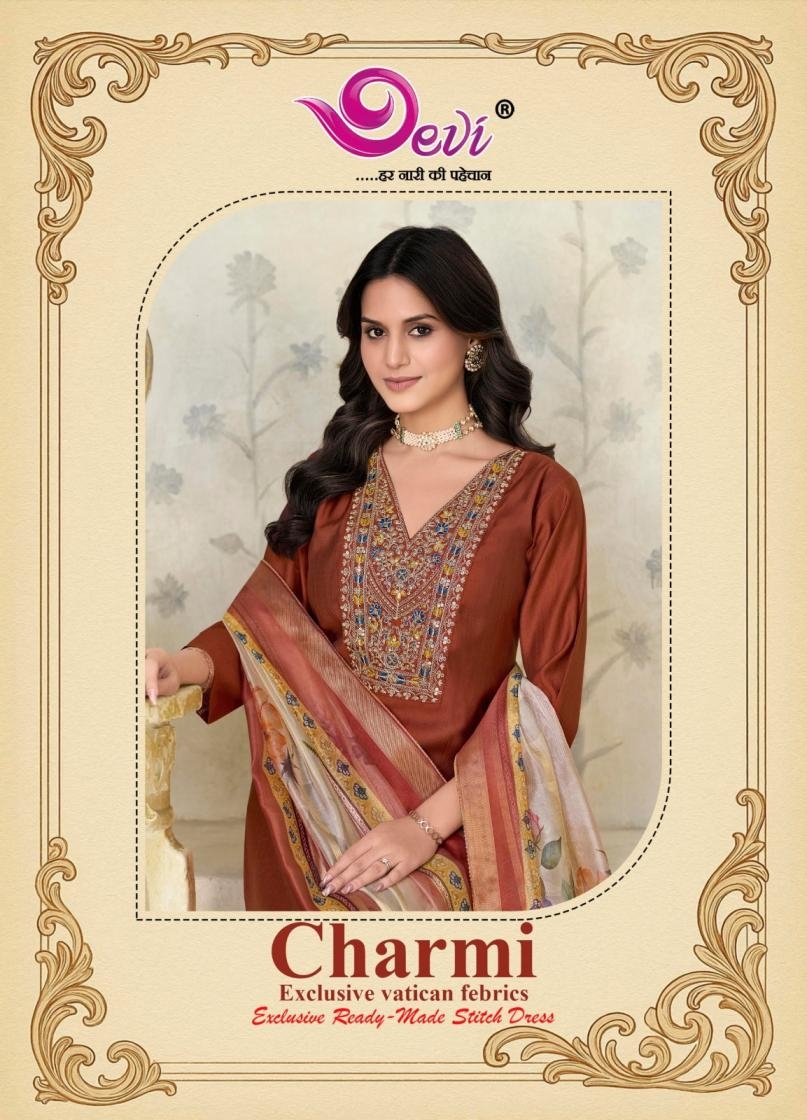 devi charmi vol 1 series 1001 to 1008 readymade stylish vatican dyeing suit in wholesale surat