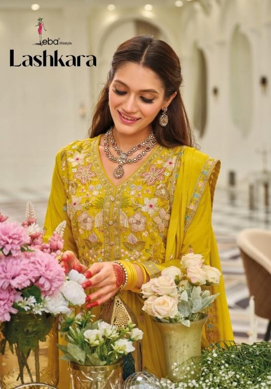 eba lifestyle lashkara series 2161 to 2163 chinon fully stitch exclusive plazzo kurti with dupatta in wholesale surat