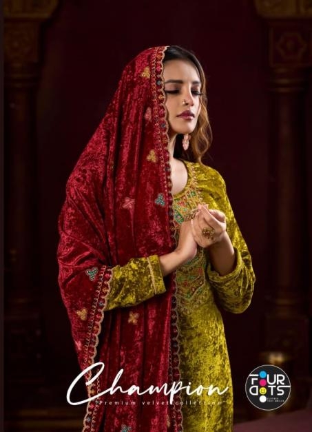 fourdots champion series 8071 to 8074 viscose velvet hit design winter salwar kameez in wholesale surat