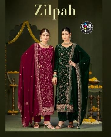 fourdots zilpah series 7081 to 7084 viscose velvet winter special suit in wholesale surat