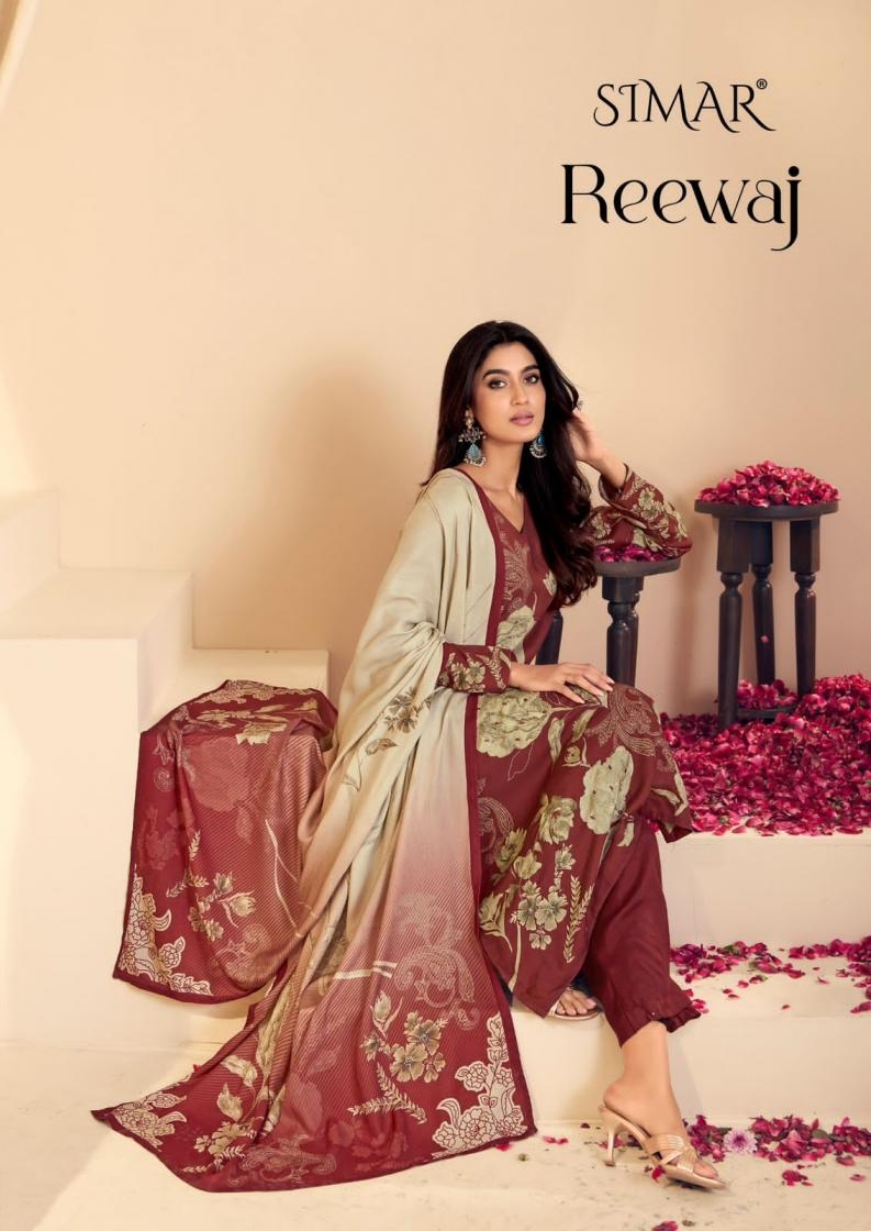 glossy reewaj series 1001 to 1004 simar pashmina ethnic style salwar kameez in wholesale surat
