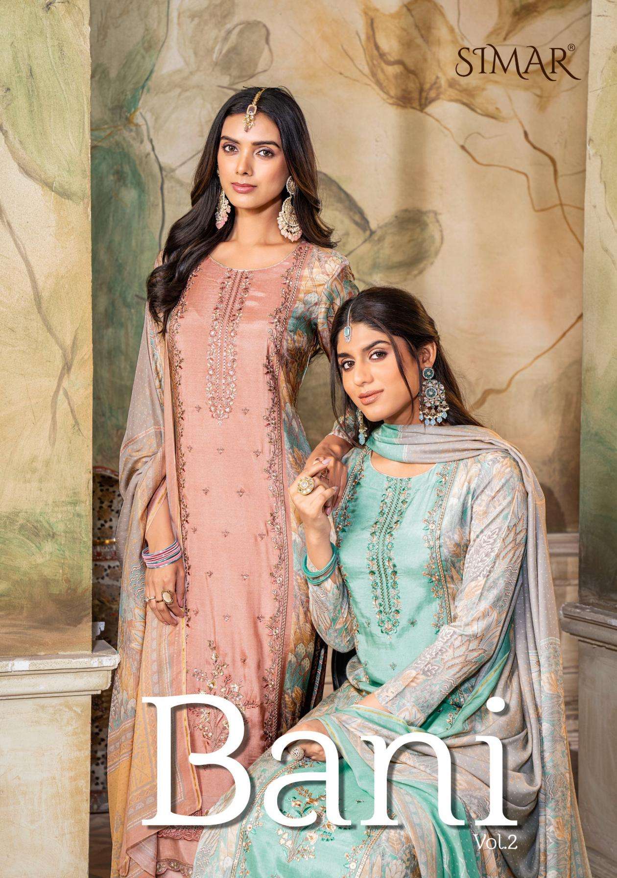 glossy simar bani vol 2 series 9071 A to 9071 D viscose muslin modern salwar kameez in wholesale surat
