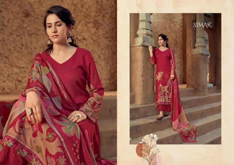 glossy simar ishani series 8099 A to 8099 D amazing viscose pashmina suit in wholesale surat