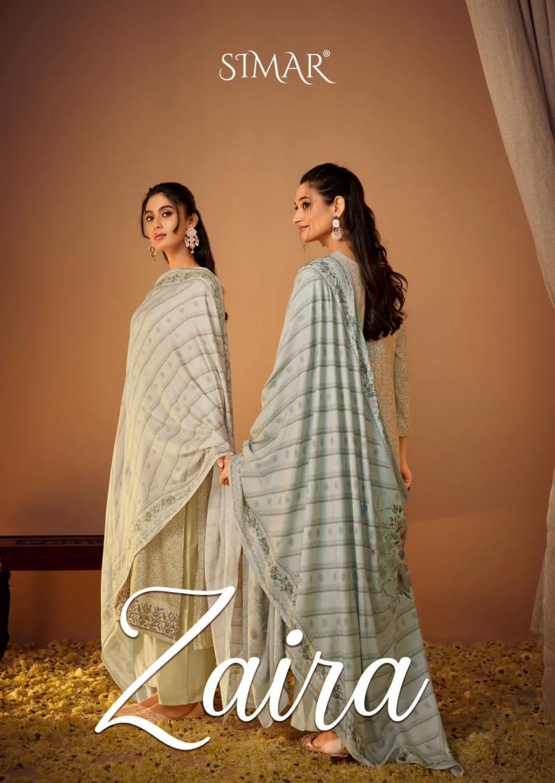 glossy zaira series 5100 A to 5100 D winter special viscose pashmina suit in wholesale surat