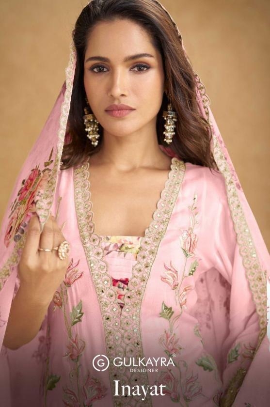 gulkayra designer inayat series 7555 A to 7555 B chinon readymade exclusive plazzo suit in wholesale surat