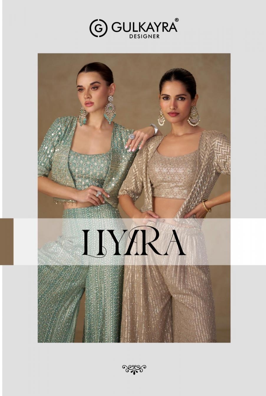 gulkayra designer liyara series 7645 to 7646 exclusive full stitch georgette crop tops in wholesale surat