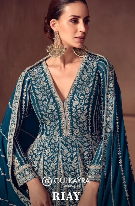 gulkayra designer riay series 7644 A to 7644 B chinon readymade classic anarkali gown with dupatta in wholesale surat