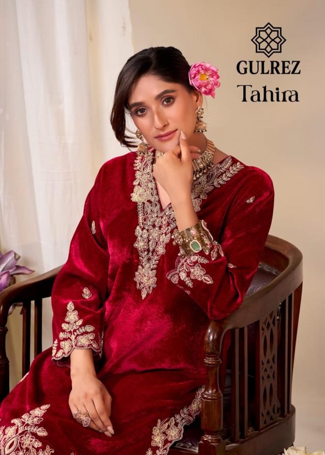 gulrez tahira series 326001 to 326004 premium velvet kashmiri design stitched coord set in wholesale surat