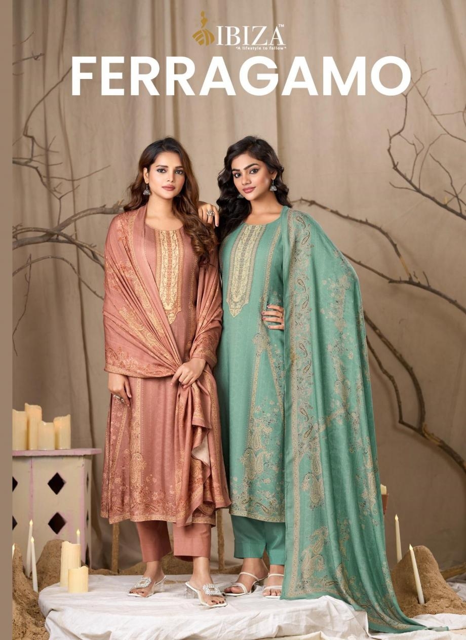 ibiza ferragamo series 2871 to 2874 attractive look viscose pashmina readymade plus size suit in wholesale surat