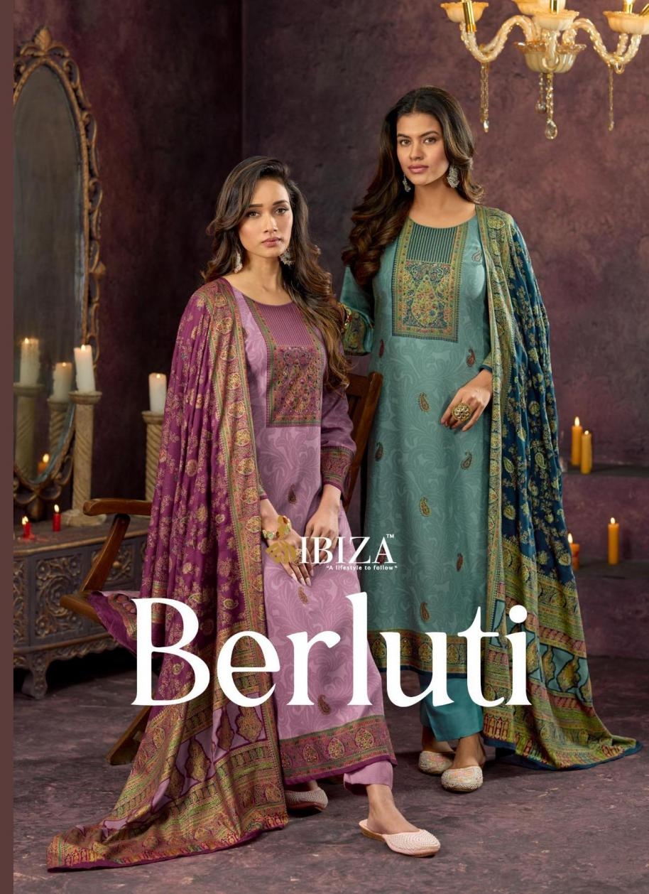 ibiza suit berluti series 2891 to 2894 pure viscose pashmina with hand work salwar kameez in wholesale surat