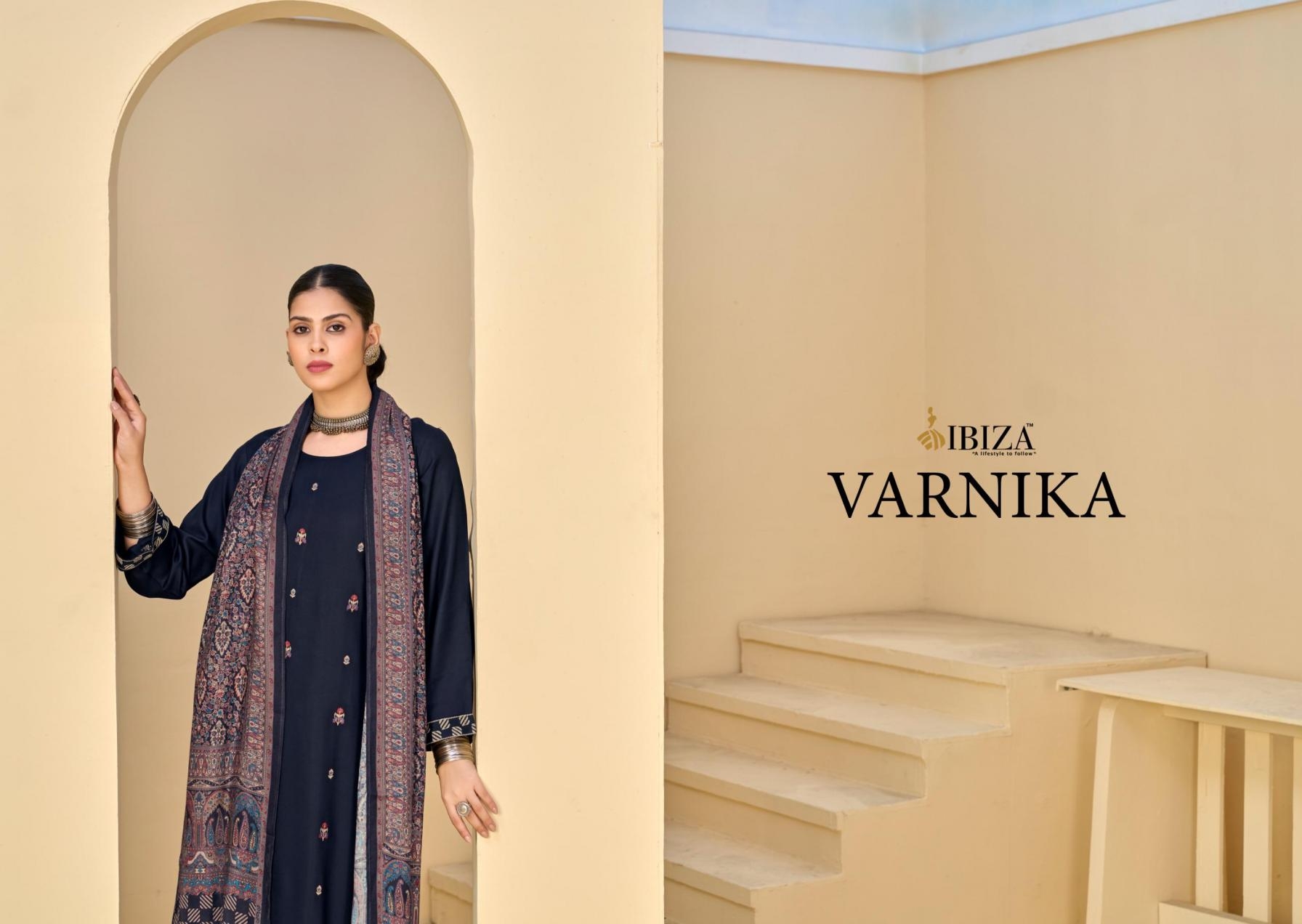ibiza varnika series 2851 to 2856 readymade unique viscose pashmina big size suit in wholesale surat