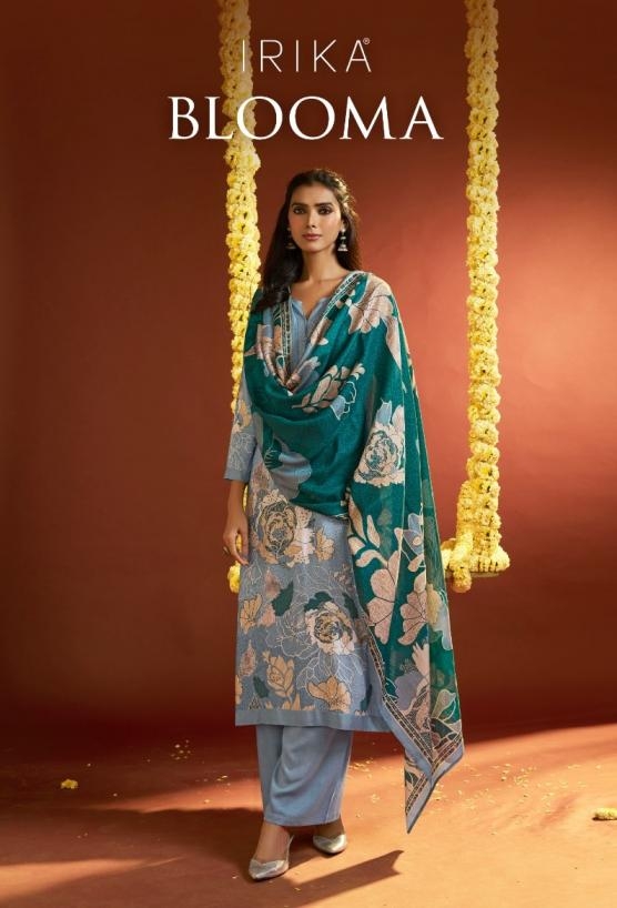 irika launch blooma series 1001 to 1006 viscose pashmina fully stitch winter suit in wholesale surat