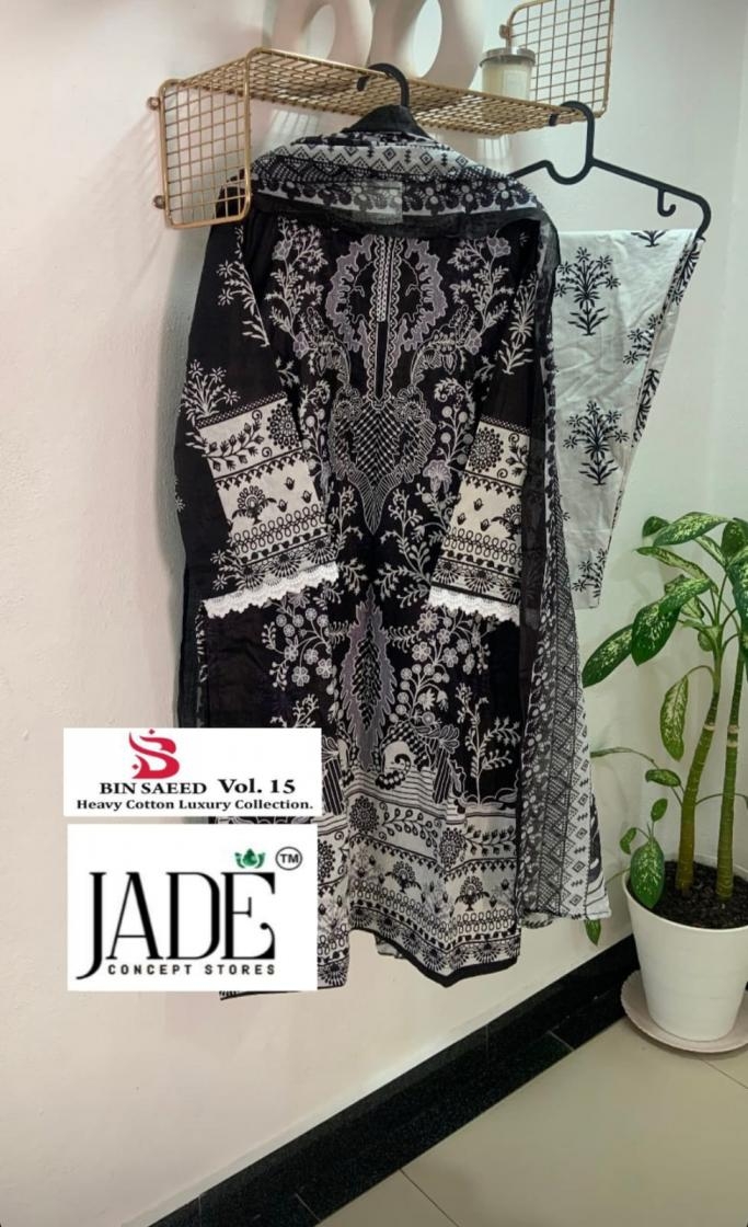 jade bin saeed heavy cotton luxury collection vol 15 readymade pakistani suit in wholesale surat
