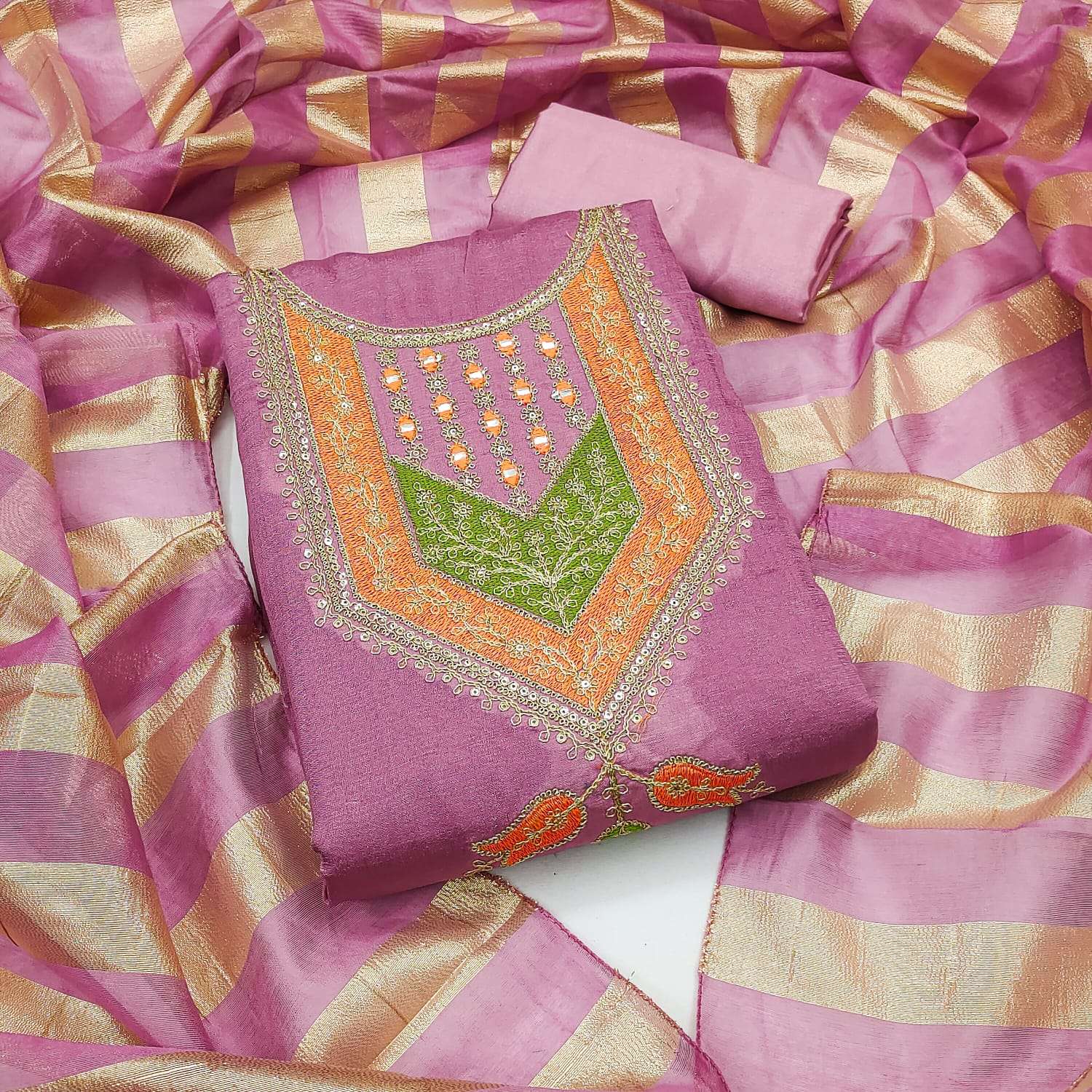 JIVORA VICHITRA SILK KODDING SQUANCE NECK WORK SALWAR KAMEEZ IN WHOLESALE SURAT