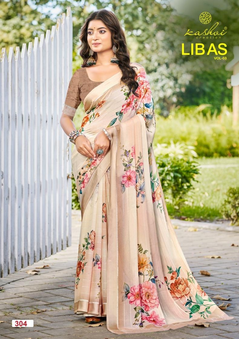 kashvi creation libas vol 3 series 301 to 308 hit design dull moss sarees in wholesale surat