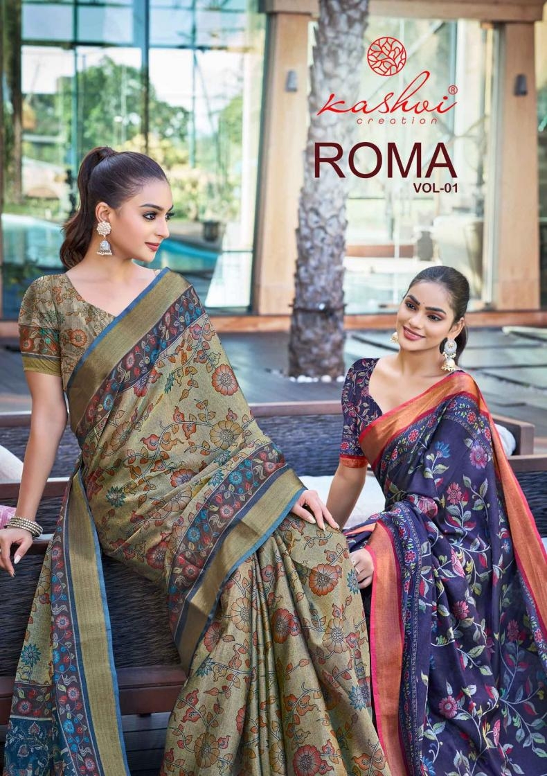 kashvi creation roma vol 1 series 101 to 108 trendy cadbury silk saree in wholesale surat