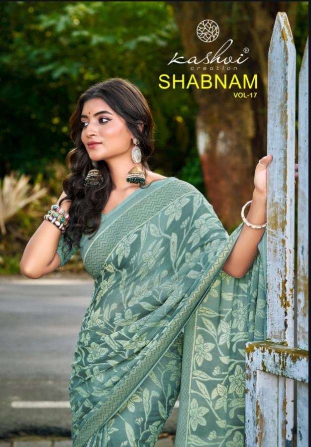 kashvi creation shabnam vol 17 series 1701 to 1708 dull moss hit design sarees in wholesale surat