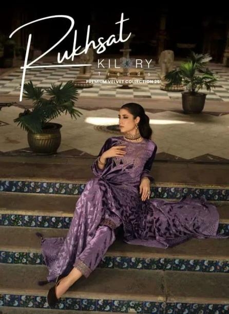 kilory trends rukhsat series 01 to 04 readymade big size velvet winter suit in wholesale surat