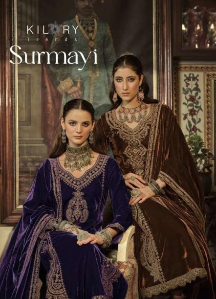kilory trends surmayi series 01 to 06 velvet designer full stitch plus size suit in wholesale surat