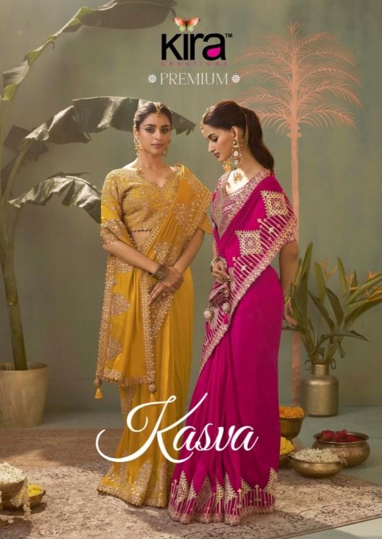 kira creation kasva series 8101 to 8106 bamber silk gota patti fashionable saree in wholesale surat