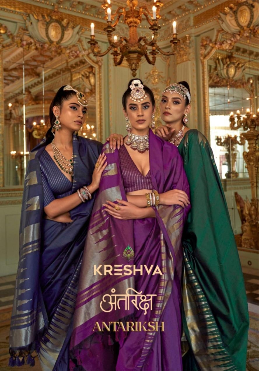 kreshva antariksh series 4393-4398 soft silk stunning saree in wholesale surat