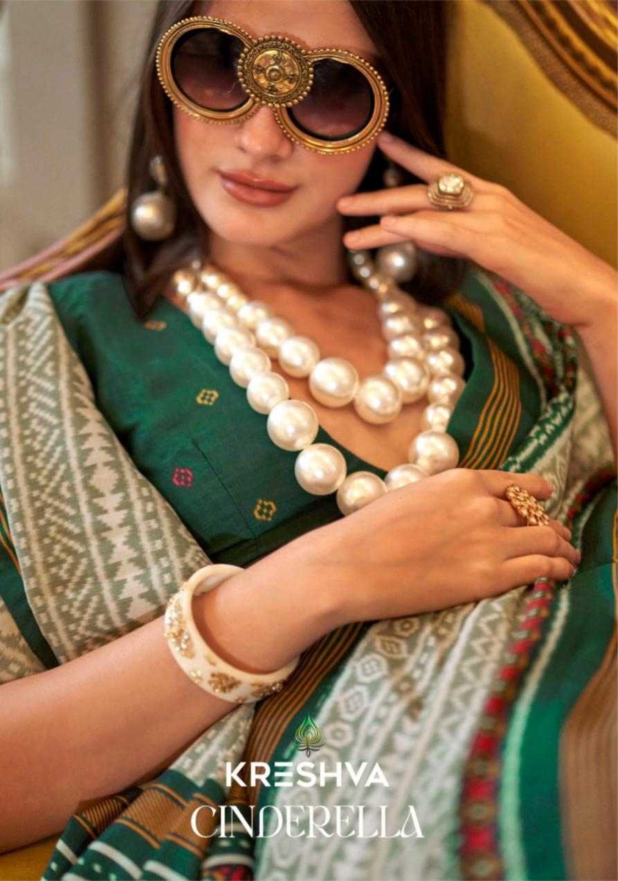 kreshva cinderella series 4164-4169 fashionable double ikkat sarees in wholesale surat